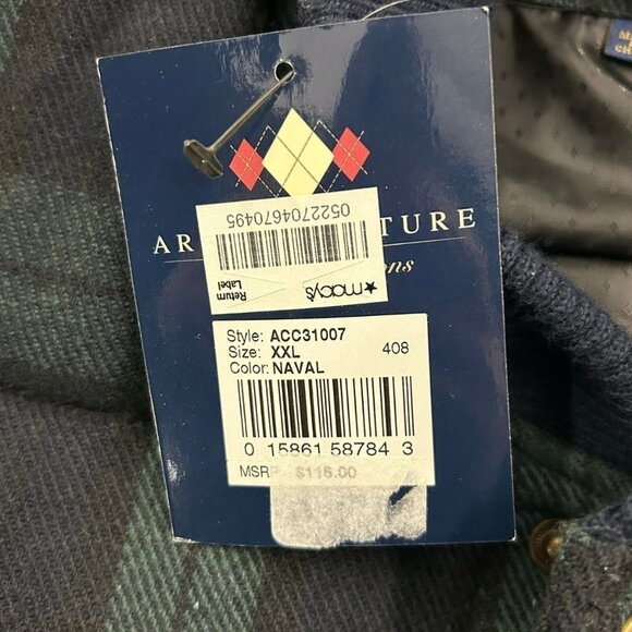 NWT Argyleculture by Russell Simmons Mens Vest Plaid Navy & Green XXL Wool Blend - Picture 8 of 11